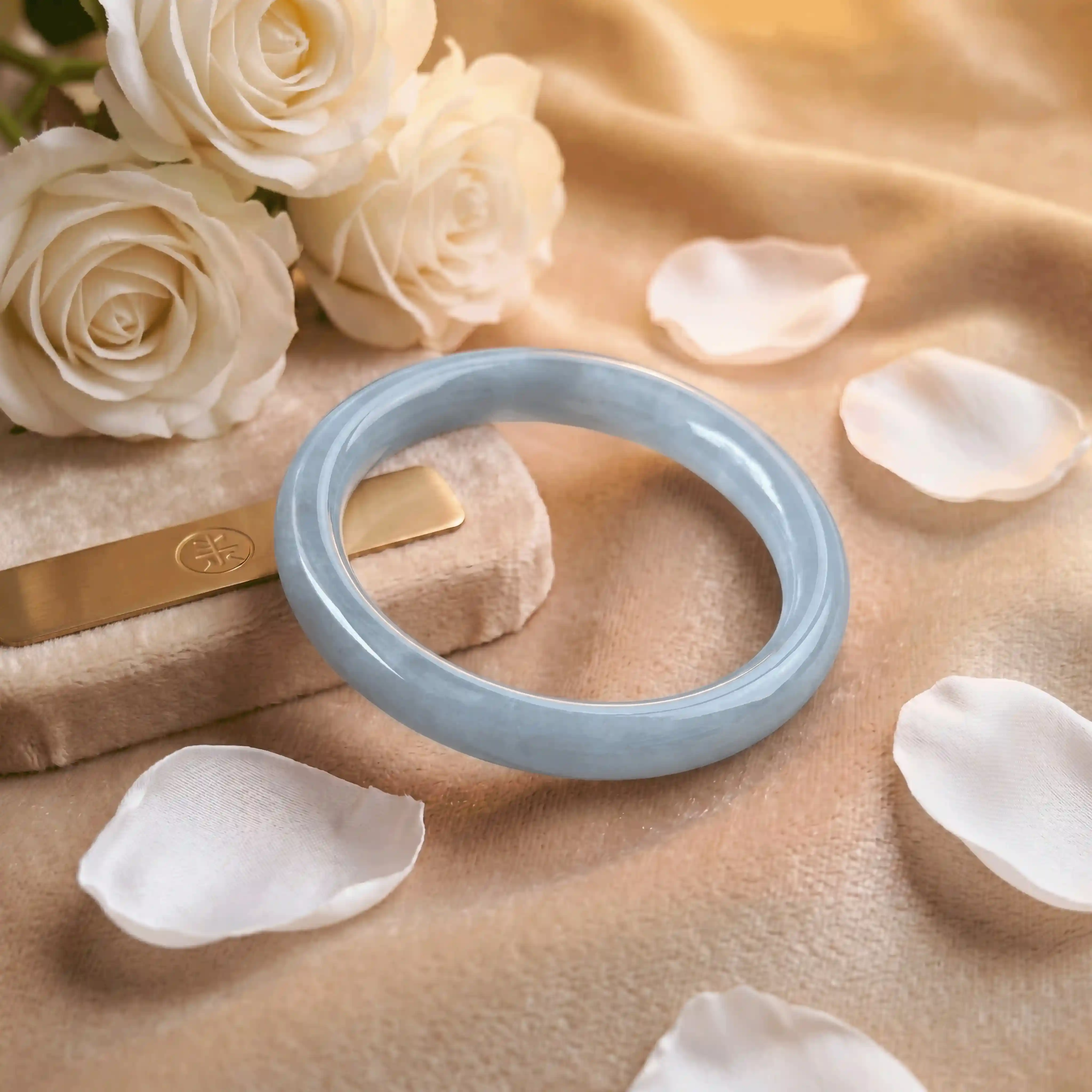 Sky Serenity Faux Jade Bangle